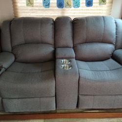 RecPro Charles 67 Double RV Wall Hugger Recliner Sofa with